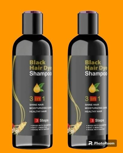 Unisex Instant Black Herbal Hair Dye Shampoo Pack Of 2